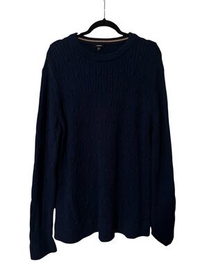 Express Men's Crewneck Cable Knit Sweater - Navy